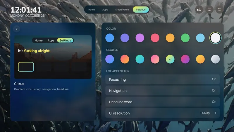 Accent colour settings