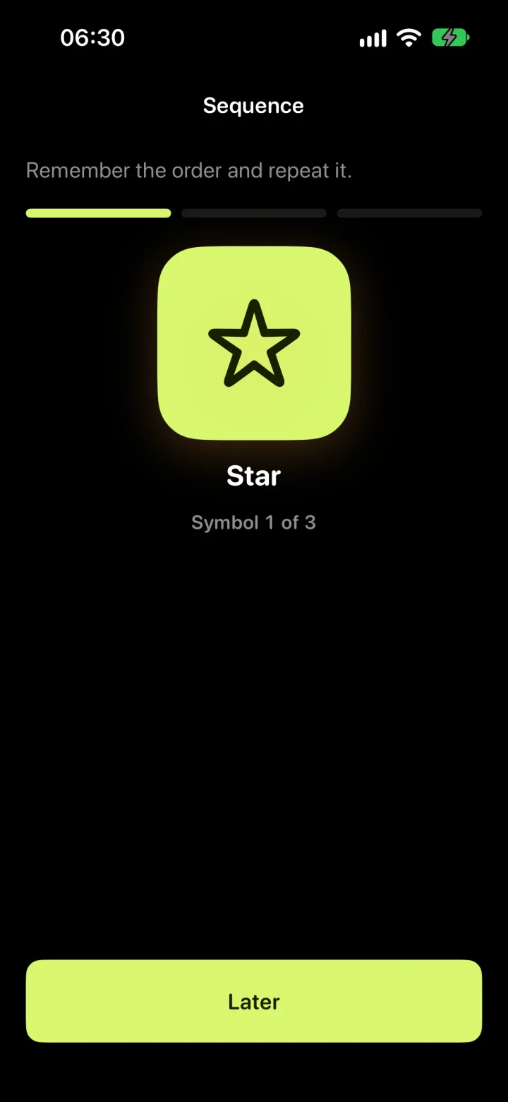 Sequence mission screen