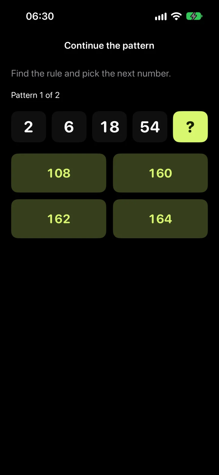 Continue the pattern mission screen