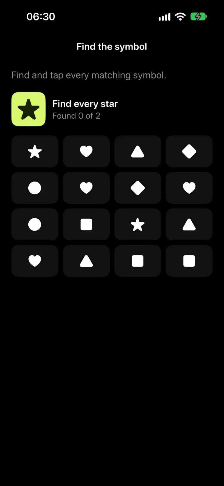 Find the symbol mission screen