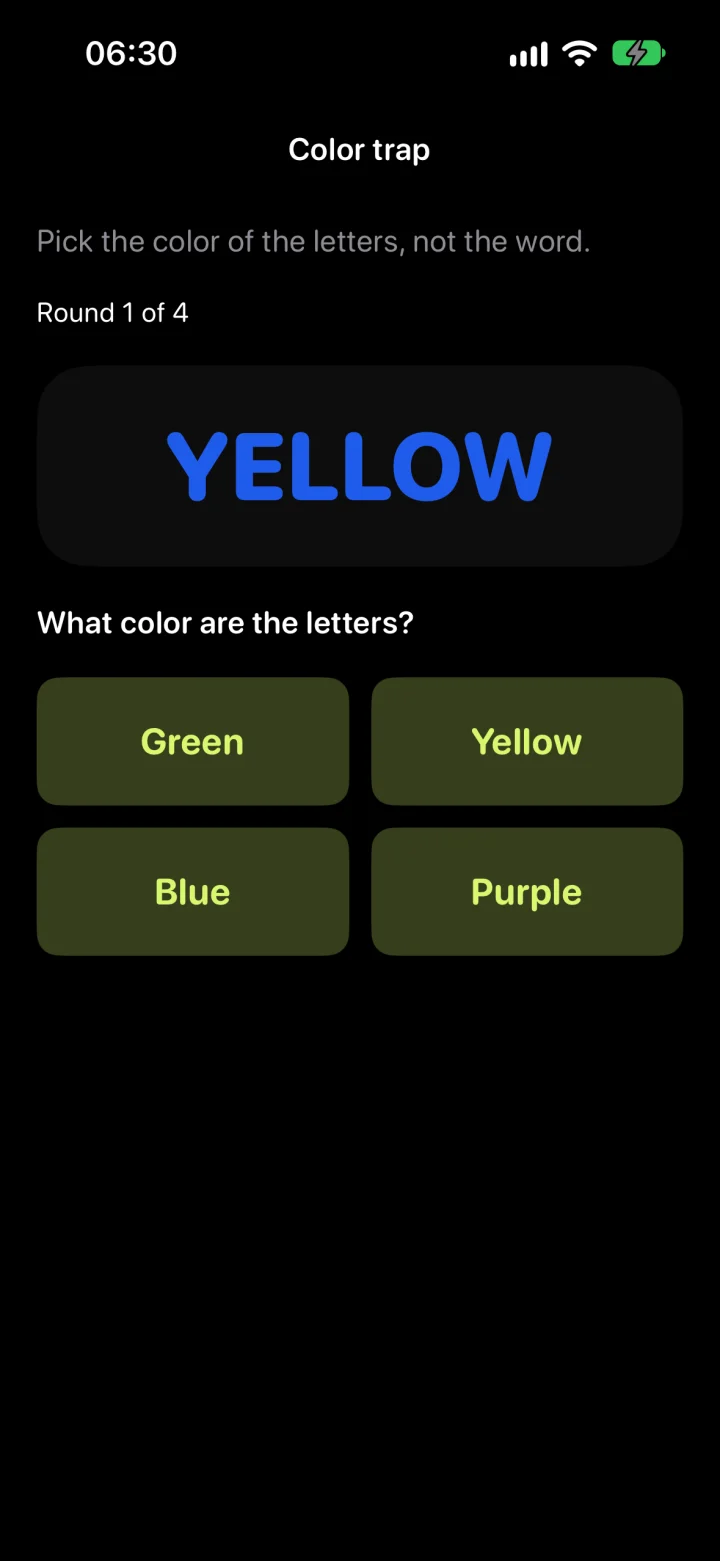 Color trap mission screen